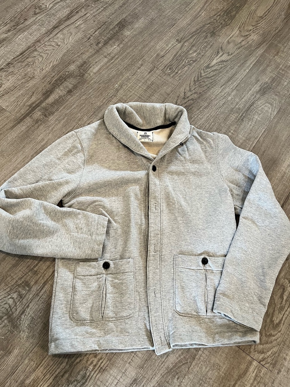Reigning Champ light Gray Shawl Collar Jacket Sweater Large